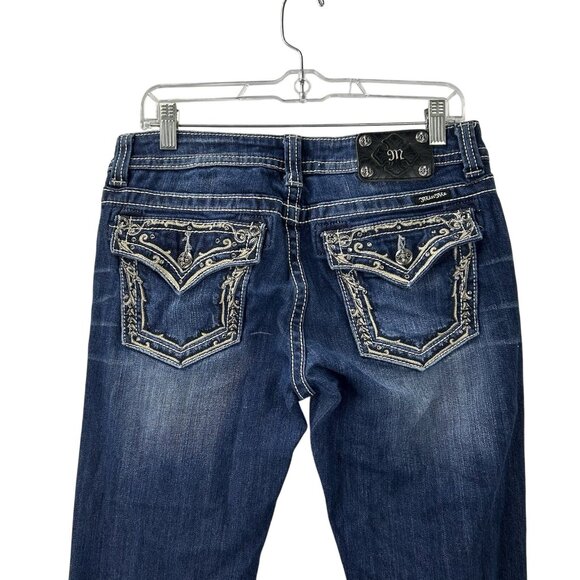 Miss Me Jeans Womens Size 30 Stretch Denim Boho Biker Rock Y2K Western - Picture 12 of 16